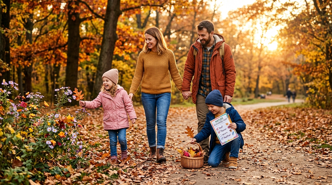 Family enjoying outdoor screen-free activities for kids in the park