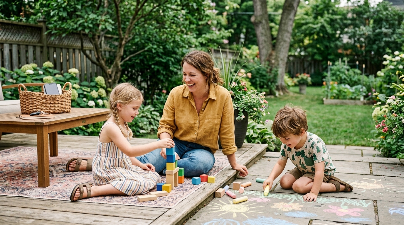 phone-free childhood with outdoor play and family connection