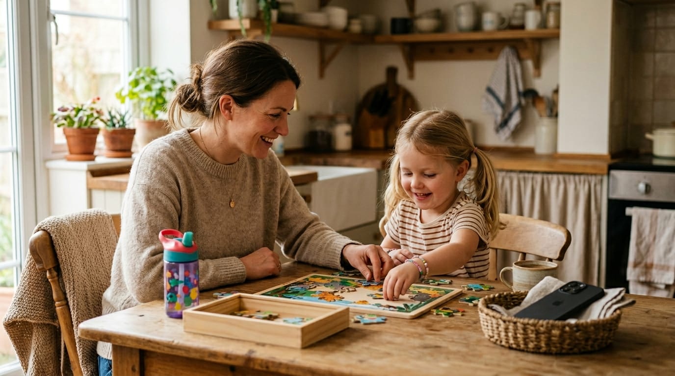 Phone-free moments for moms 2026 with a mother and child enjoying screen-free connection