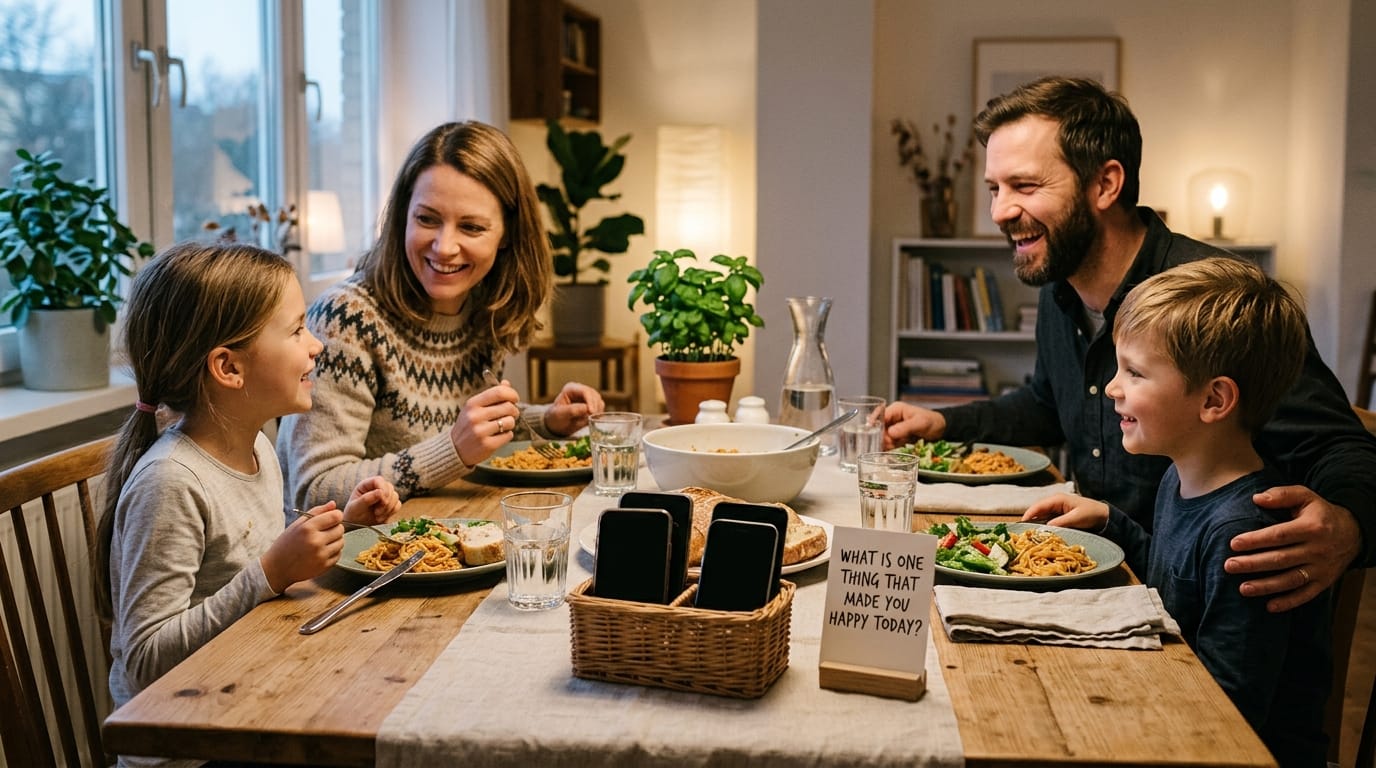 Screen-free dinner table routine for moms building healthier phone habits